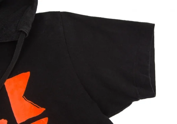 ブラックコムデギャルソンBLACK COMME des GARCONS ロゴプリントフード付きTシャツ 黒オレンジS K-97120_005