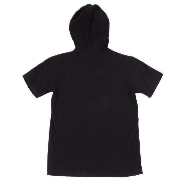 ブラックコムデギャルソンBLACK COMME des GARCONS ロゴプリントフード付きTシャツ 黒黄S K-97121_011