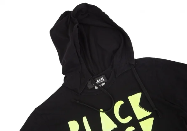 ブラックコムデギャルソンBLACK COMME des GARCONS ロゴプリントフード付きTシャツ 黒黄S K-97121_005