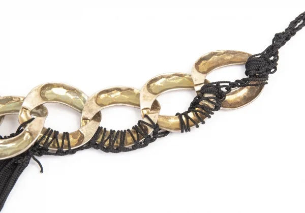 ジャンポールゴルチエ マイユファムJean Paul GAULTIER MAILLE FEMME チェーンフリンジチョーカー シルバー黒XS K-97146_010