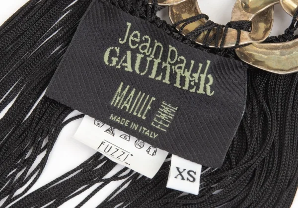ジャンポールゴルチエ マイユファムJean Paul GAULTIER MAILLE FEMME チェーンフリンジチョーカー シルバー黒XS K-97146_015