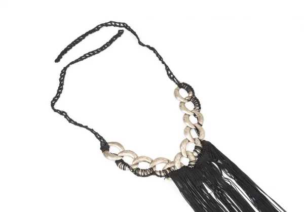 ジャンポールゴルチエ マイユファムJean Paul GAULTIER MAILLE FEMME チェーンフリンジチョーカー シルバー黒XS K-97146_004