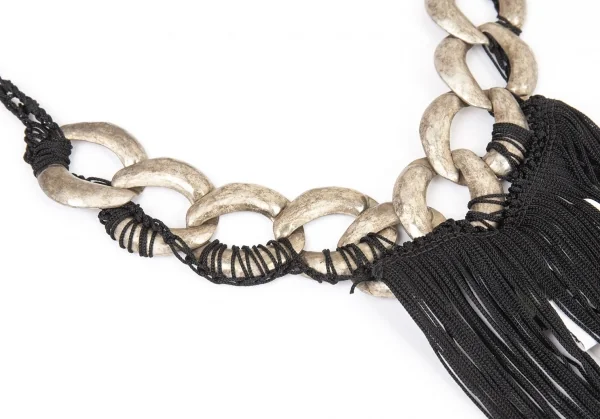 ジャンポールゴルチエ マイユファムJean Paul GAULTIER MAILLE FEMME チェーンフリンジチョーカー シルバー黒XS K-97146_005