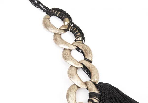 ジャンポールゴルチエ マイユファムJean Paul GAULTIER MAILLE FEMME チェーンフリンジチョーカー シルバー黒XS K-97146_007