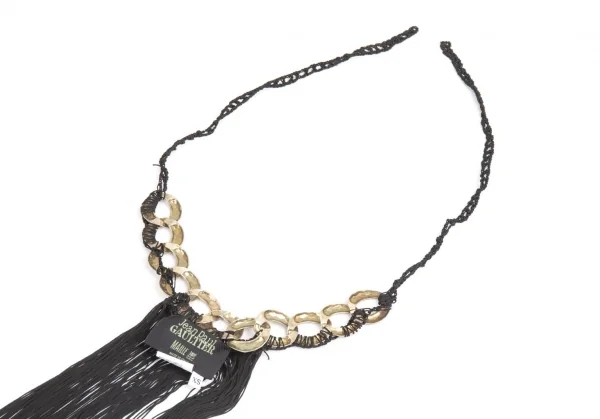 ジャンポールゴルチエ マイユファムJean Paul GAULTIER MAILLE FEMME チェーンフリンジチョーカー シルバー黒XS K-97146_009