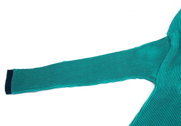 イッセイミヤケISSEY MIYAKE バイカラーレイヤードプリーツワンピース ターコイズ青2 K-97158_007