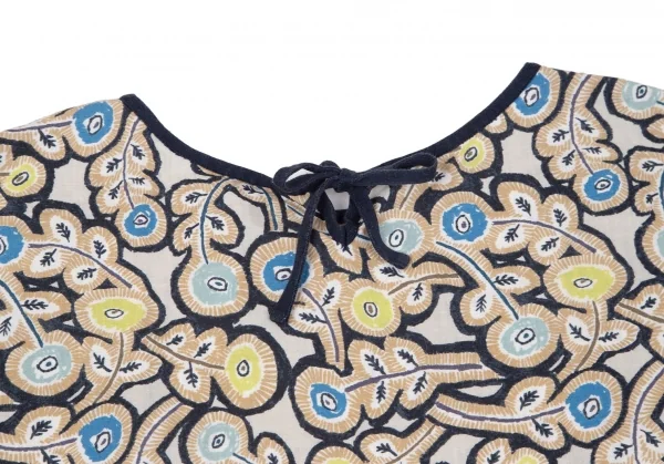 ミナペルホネンmina perhonen フラワープリントボックスシルエットノースリーブ ベージュマルチ38 K-97181_010