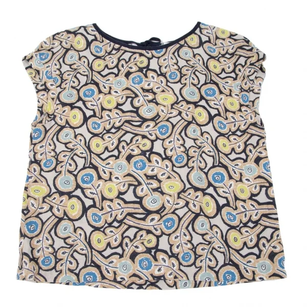 ミナペルホネンmina perhonen フラワープリントボックスシルエットノースリーブ ベージュマルチ38 K-97181_002