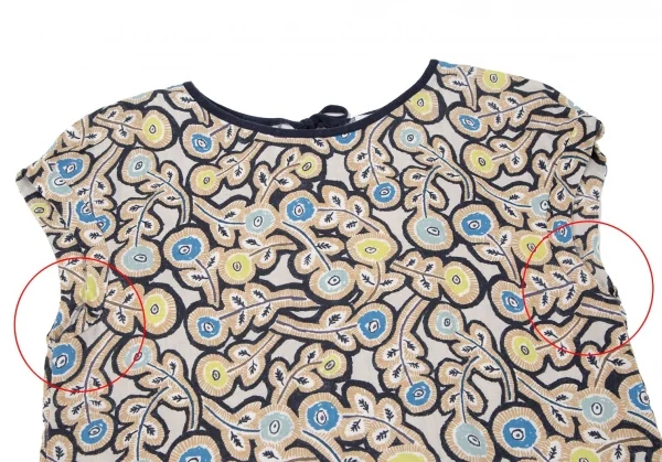 ミナペルホネンmina perhonen フラワープリントボックスシルエットノースリーブ ベージュマルチ38 K-97181_003