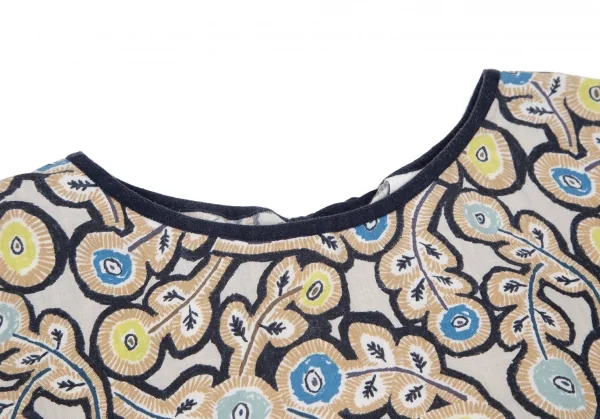 ミナペルホネンmina perhonen フラワープリントボックスシルエットノースリーブ ベージュマルチ38 K-97181_006