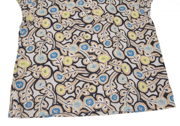 ミナペルホネンmina perhonen フラワープリントボックスシルエットノースリーブ ベージュマルチ38 K-97181_007