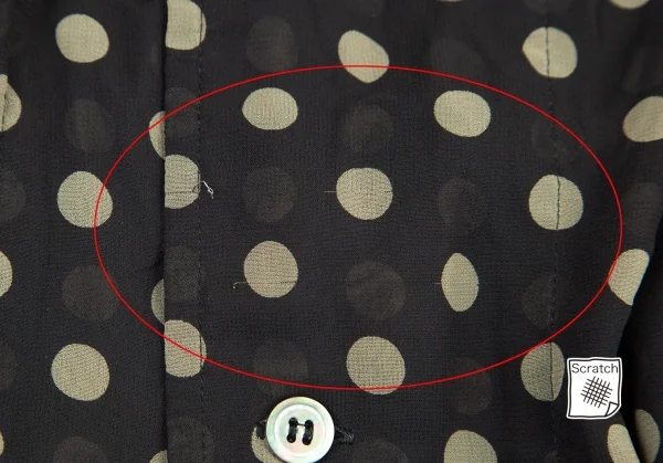 コムコム コムデギャルソンCOMME des GARCONS パイルポケットドットプリントシャツワンピース 黒カーキベージュS K-97196_011