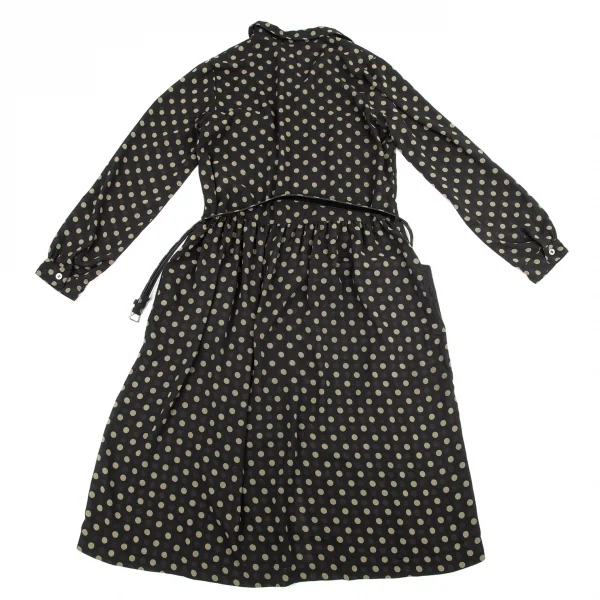 コムコム コムデギャルソンCOMME des GARCONS パイルポケットドットプリントシャツワンピース 黒カーキベージュS K-97196_015