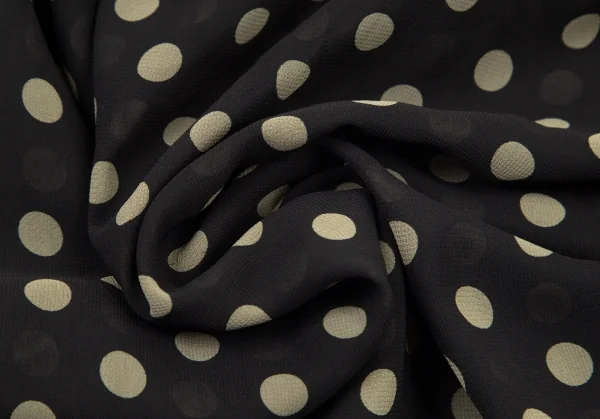 コムコム コムデギャルソンCOMME des GARCONS パイルポケットドットプリントシャツワンピース 黒カーキベージュS K-97196_018
