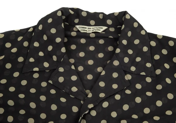 コムコム コムデギャルソンCOMME des GARCONS パイルポケットドットプリントシャツワンピース 黒カーキベージュS K-97196_005