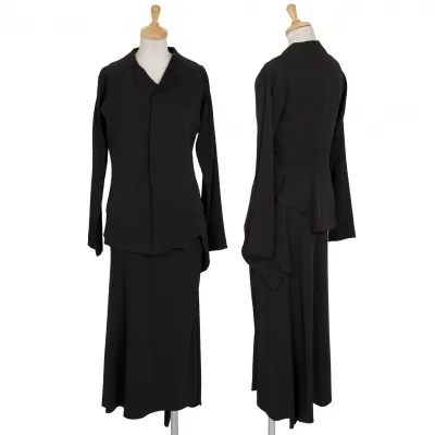 ヨウジヤマモト ファムYohji Yamamoto FEMME シルクアシンメトリーセットアップスーツ 黒