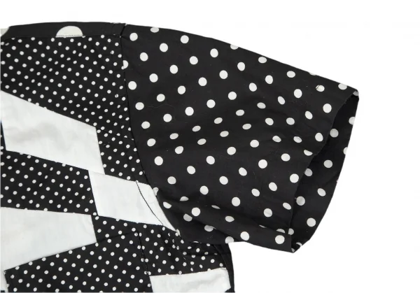ブラックコムデギャルソンBLACK COMME des GARCONS ドットプリントフロント切替デザイン半袖シャツ 黒白XS K-97254_005