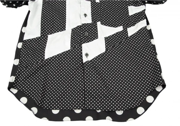ブラックコムデギャルソンBLACK COMME des GARCONS ドットプリントフロント切替デザイン半袖シャツ 黒白XS K-97254_006