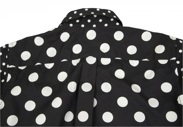 ブラックコムデギャルソンBLACK COMME des GARCONS ドットプリントフロント切替デザイン半袖シャツ 黒白XS K-97254_009