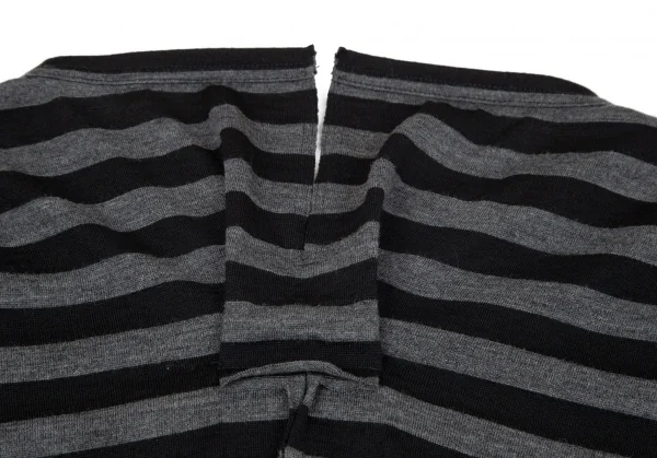 ジュンヤワタナベ コムデギャルソンJUNYA WATANABE COMME des GARCONS ボーダーギャザー半袖変形トップス 黒グレーM位 K-97259_009