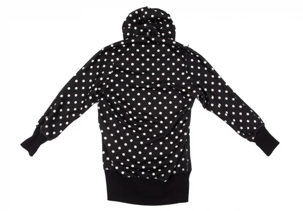 ジュンヤワタナベ コムデギャルソンJUNYA WATANABE COMME des GARCONS ドットプリントバックドレープジップアップドルマンパーカー 黒M位 K-97260_015
