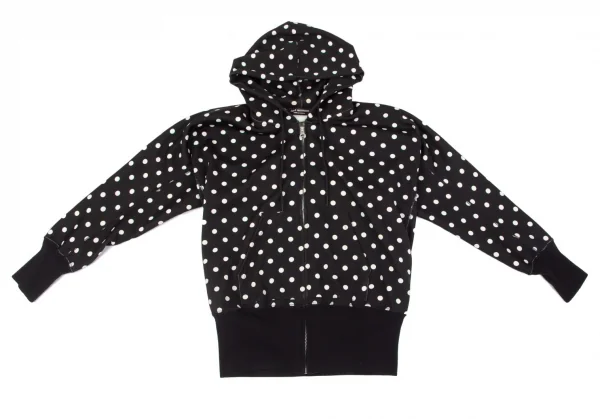 ジュンヤワタナベ コムデギャルソンJUNYA WATANABE COMME des GARCONS ドットプリントバックドレープジップアップドルマンパーカー 黒M位 K-97260_002