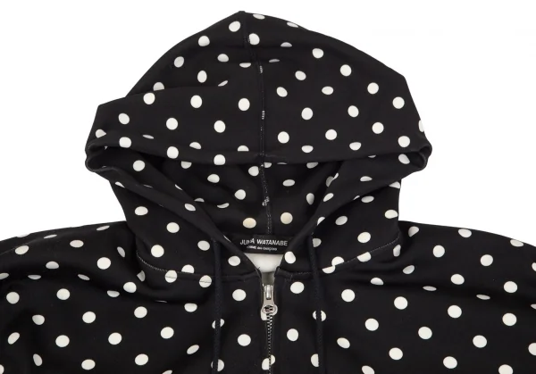 ジュンヤワタナベ コムデギャルソンJUNYA WATANABE COMME des GARCONS ドットプリントバックドレープジップアップドルマンパーカー 黒M位 K-97260_003