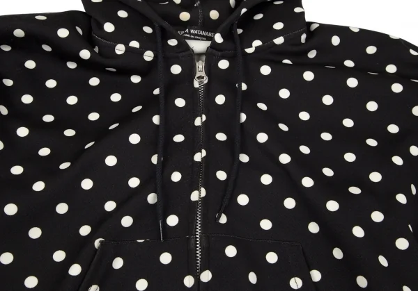 ジュンヤワタナベ コムデギャルソンJUNYA WATANABE COMME des GARCONS ドットプリントバックドレープジップアップドルマンパーカー 黒M位 K-97260_004