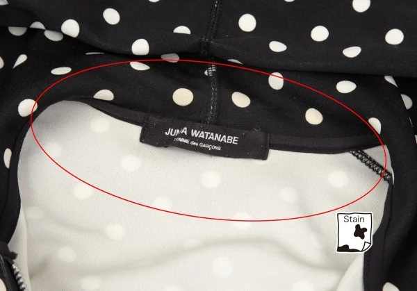 ジュンヤワタナベ コムデギャルソンJUNYA WATANABE COMME des GARCONS ドットプリントバックドレープジップアップドルマンパーカー 黒M位 K-97260_005