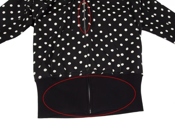 ジュンヤワタナベ コムデギャルソンJUNYA WATANABE COMME des GARCONS ドットプリントバックドレープジップアップドルマンパーカー 黒M位 K-97260_009