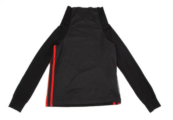 コムデギャルソンCOMME des GARCONS フロントメッシュ切替ウールポリハイネックカットソー 黒M位 K-97271_002