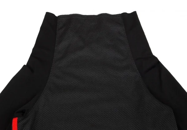 コムデギャルソンCOMME des GARCONS フロントメッシュ切替ウールポリハイネックカットソー 黒M位 K-97271_003