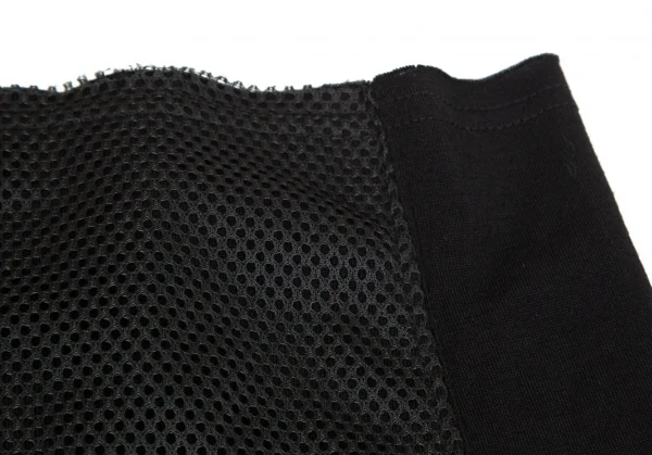コムデギャルソンCOMME des GARCONS フロントメッシュ切替ウールポリハイネックカットソー 黒M位 K-97271_004