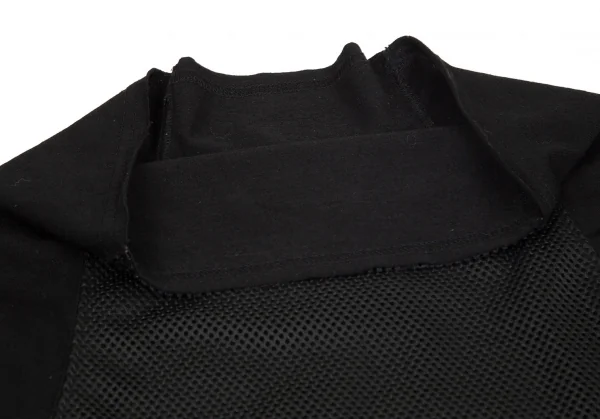 コムデギャルソンCOMME des GARCONS フロントメッシュ切替ウールポリハイネックカットソー 黒M位 K-97271_005