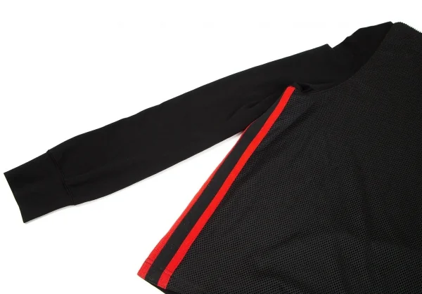 コムデギャルソンCOMME des GARCONS フロントメッシュ切替ウールポリハイネックカットソー 黒M位 K-97271_006