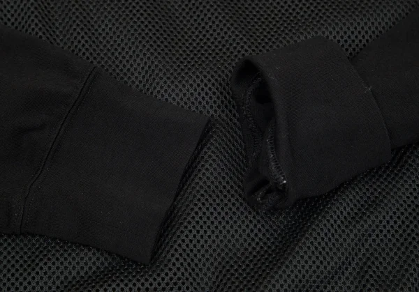 コムデギャルソンCOMME des GARCONS フロントメッシュ切替ウールポリハイネックカットソー 黒M位 K-97271_008