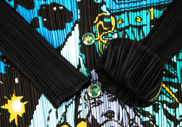 プリーツプリーズPLEATS PLEASE アメコミプリントブラウス 黒