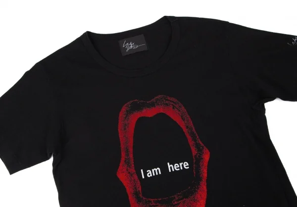ヨウジヤマモト ファムYohji Yamamoto FEMME コットンリップフロッキープリントTシャツ 黒2 K-97341_002