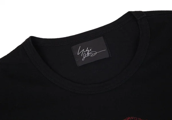ヨウジヤマモト ファムYohji Yamamoto FEMME コットンリップフロッキープリントTシャツ 黒2 K-97341_003