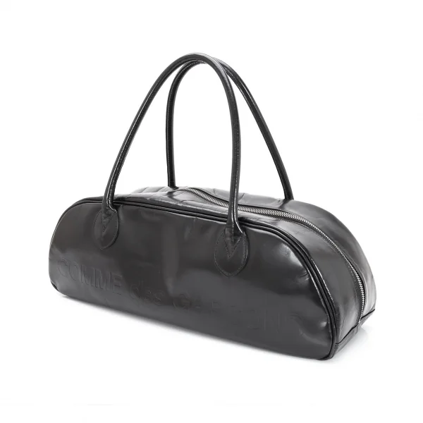 コムデギャルソンCOMME des GARCONS レザーロゴ型押しボストンバッグ 黒 K-97345_002