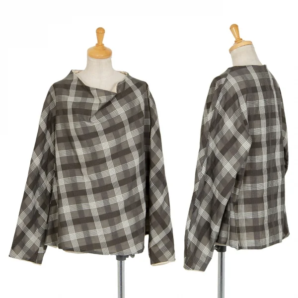 トリココムデギャルソンtricot COMME des GARCONS チェックプルオーバートップス グレーオフM位 K-97347_001