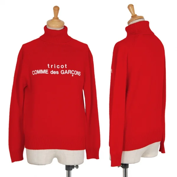 トリココムデギャルソンtricot COMME des GARCONS ロゴプリントタートルネックニット 赤M位 K-97349_001