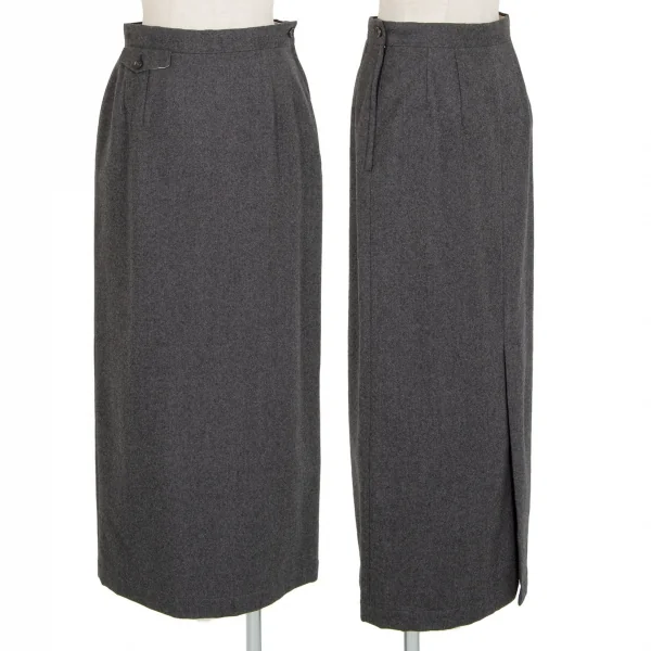 トリココムデギャルソンtricot COMME des GARCONSウールフラップポケットスカート 杢グレーM K-97362_001