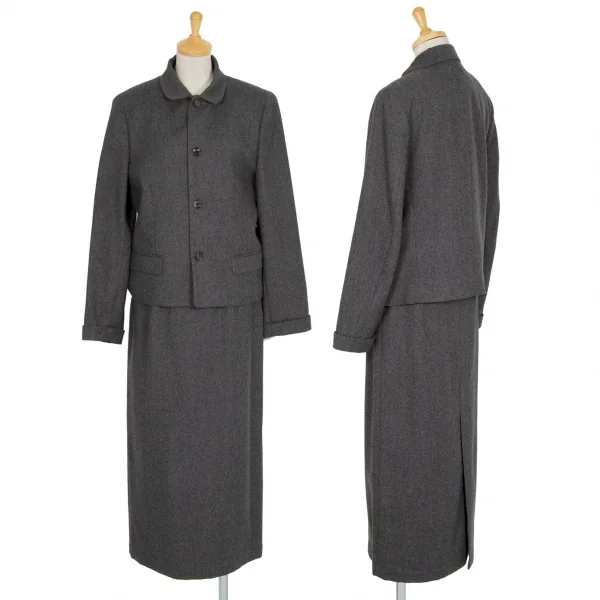 トリココムデギャルソンtricot COMME des GARCONSウールフラップポケットスカート 杢グレーM K-97362_011