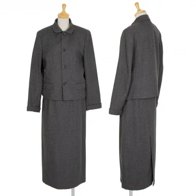 トリココムデギャルソンtricot COMME des GARCONSウールラウンドカラーセットアップスーツ 杢グレー