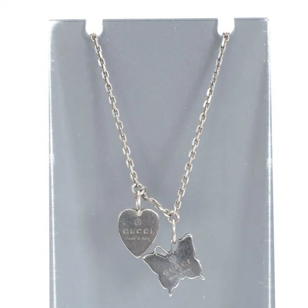 グッチGUCCI ハート&バタフライネックレス シルバー K-97379_001