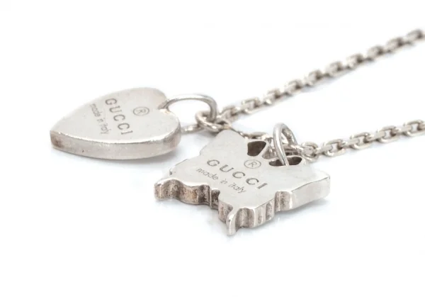グッチGUCCI ハート&バタフライネックレス シルバー K-97379_003