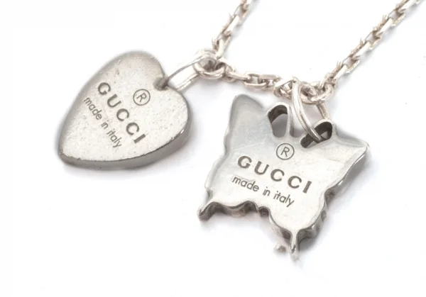 グッチGUCCI ハート&バタフライネックレス シルバー K-97379_006