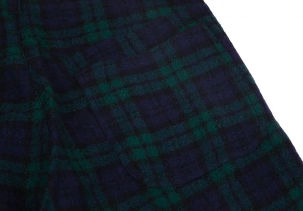 トリココムデギャルソンtricot COMME des GARCONS ウールタータンチェックワイドパンツ 青緑黒M位 K-97410_010