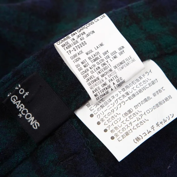 トリココムデギャルソンtricot COMME des GARCONS ウールタータンチェックワイドパンツ 青緑黒M位 K-97410_012